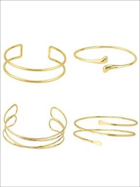 4 Pc Flexible Metal Arm Cuff Set - Upper Arm Bracelets for Parties & Weddings